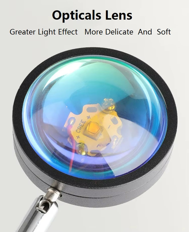 Sunset Rainbow Projector Lamp Remote Control Live Photography Atmosphere Lamp for Home Switch