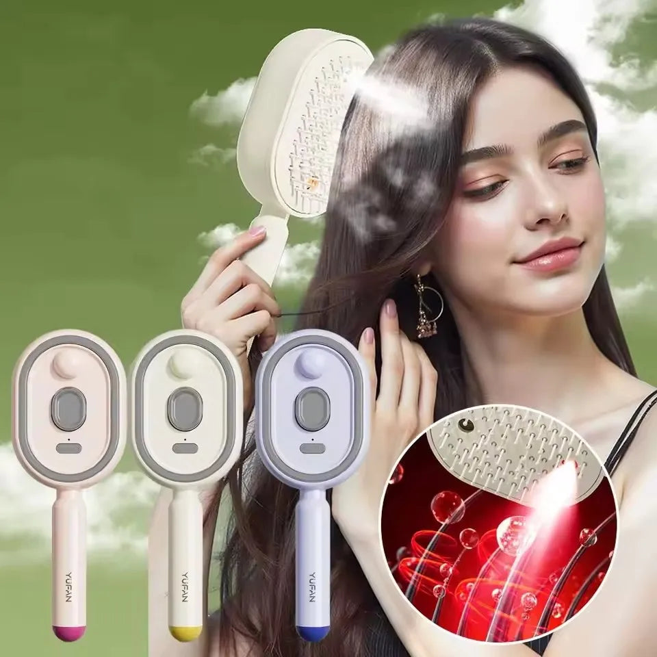 New Electric Hair Care Comb with Spray and Massage, Antistatic, Self-Cleaning, Hair Oil Applicator for Women and Girls