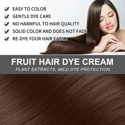 Natural Hair Dye Cream with Comb Long Lasting Cover White Gray Hair Cream Fruit Dye Permanent Color Cream 80Ml