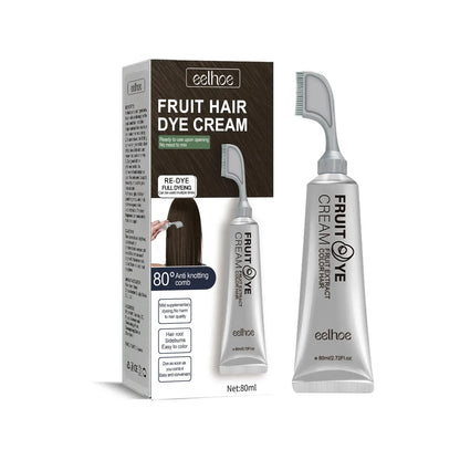 Natural Hair Dye Cream with Comb Long Lasting Cover White Gray Hair Cream Fruit Dye Permanent Color Cream 80Ml