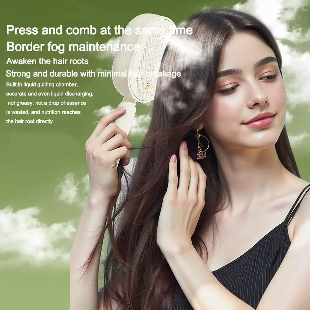 New Electric Hair Care Comb with Spray and Massage, Antistatic, Self-Cleaning, Hair Oil Applicator for Women and Girls
