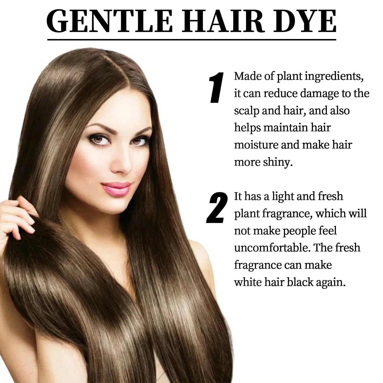 Natural Hair Dye Cream with Comb Long Lasting Cover White Gray Hair Cream Fruit Dye Permanent Color Cream 80Ml