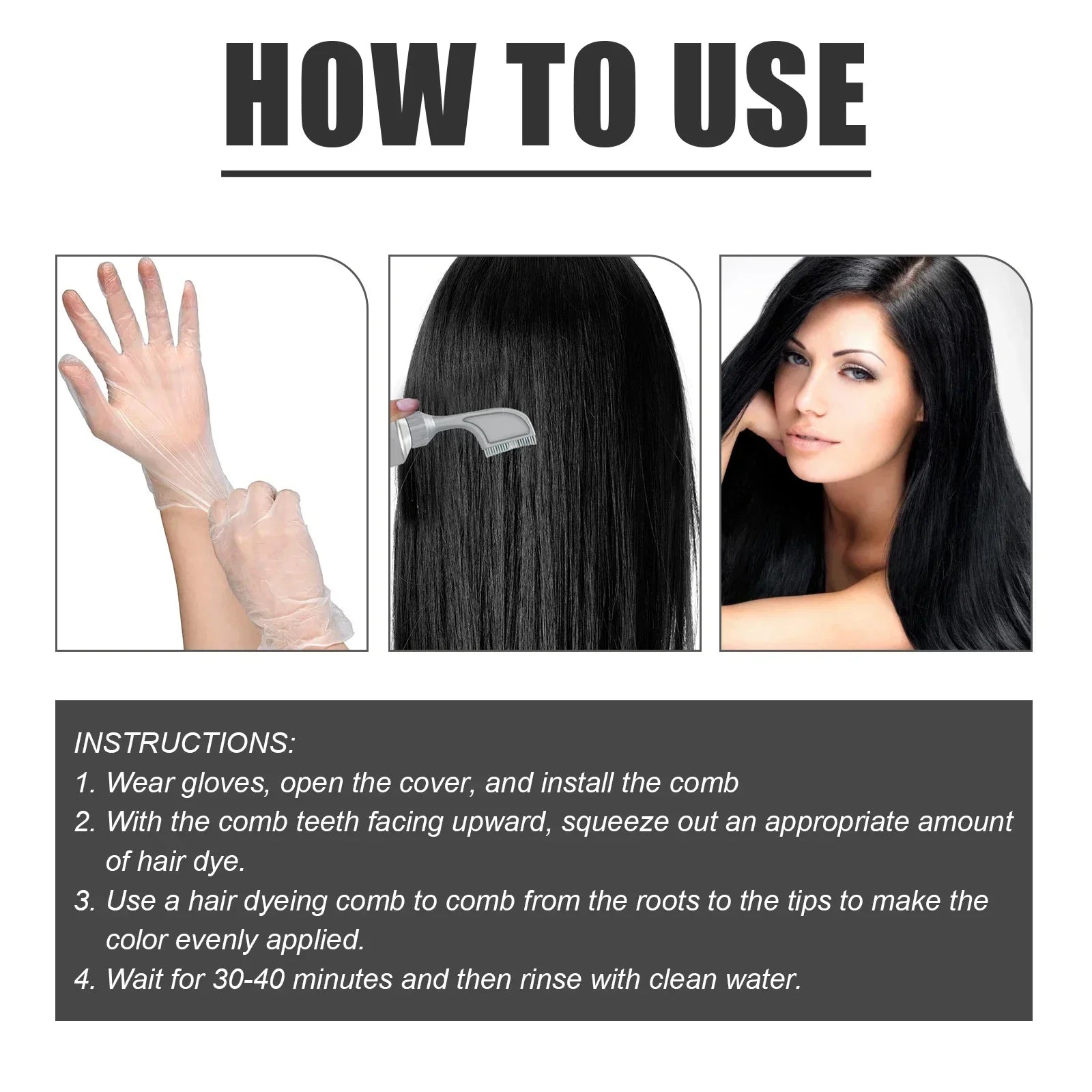 Natural Hair Dye Cream with Comb Long Lasting Cover White Gray Hair Cream Fruit Dye Permanent Color Cream 80Ml