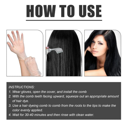 Natural Hair Dye Cream with Comb Long Lasting Cover White Gray Hair Cream Fruit Dye Permanent Color Cream 80Ml