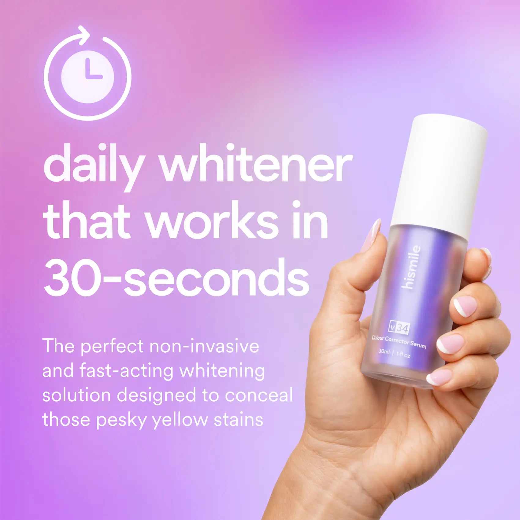 [Recommended by Kim Kardashian] Hismile V34 Colour Corrector - Tooth Stain Concealer, Temporary Brightening Booster, Purple Toothpaste, Colour Correcting